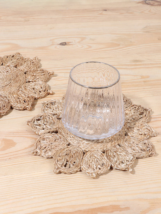 Westside Home Beige Jute Lotus Trivet (Set of2)