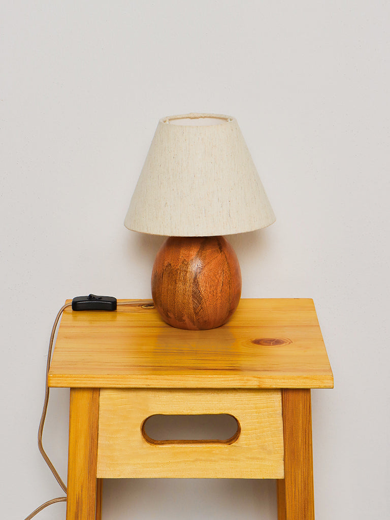 Westside Home Natural Wood Table Lamp, Shade & Bulb