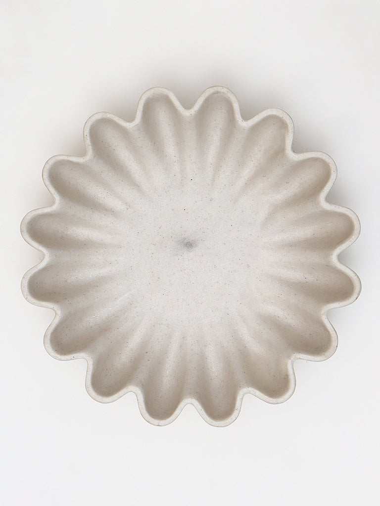 Westside Home Off-White Marble Ripple Platter- Large