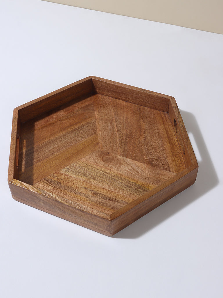 Westside Home Natural Wood Hexagonal Shaped Tray