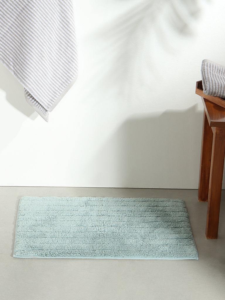 Westside Home Aqua Fluffy Stripe Bath Mat