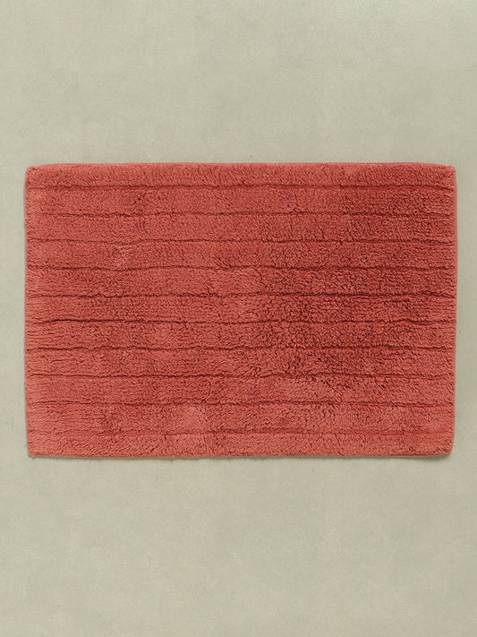 Westside Home Red Fluffy Stripe Bath Mat