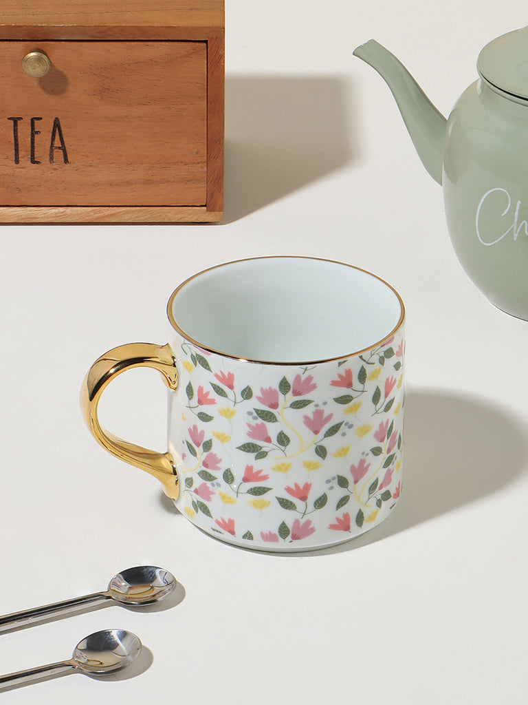 Westside Home White Multicolour Floral Mug