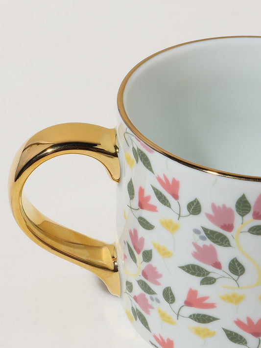 Westside Home White Multicolour Floral Mug