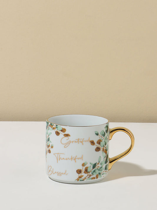 Westside Home Multi Water Color Leaf Text Mug