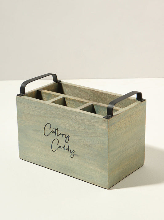 Westside Home Mint Wood Cutlery Caddy Kitchen Storage