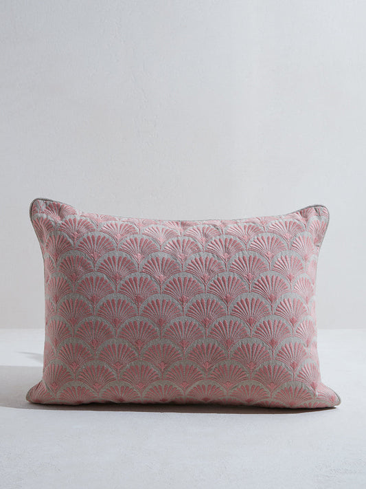 Westside Home Dusty Pink Shell Embroidered Cushion Cover