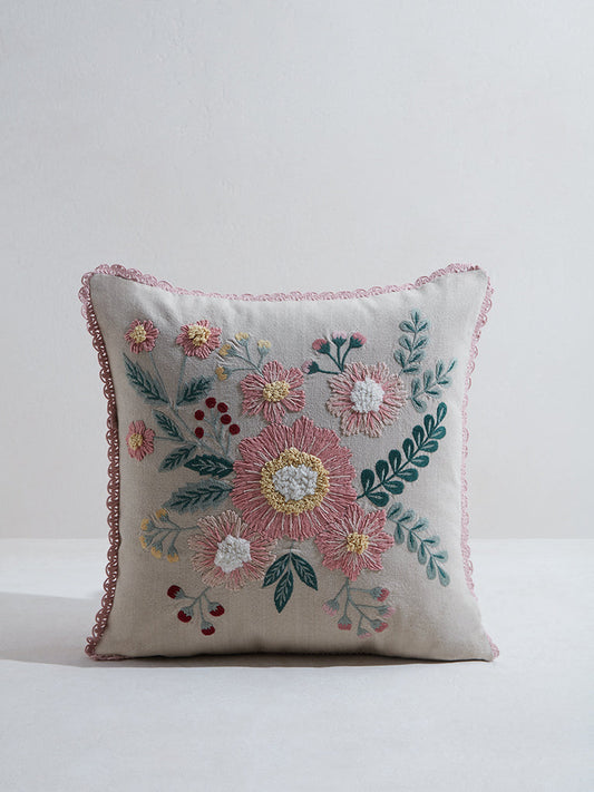 Westside Home Multicolor Floral Embroidered Cushion Cover