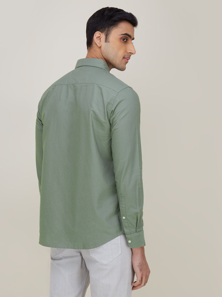 WES Casuals Sage Cotton Slim-Fit Shirt