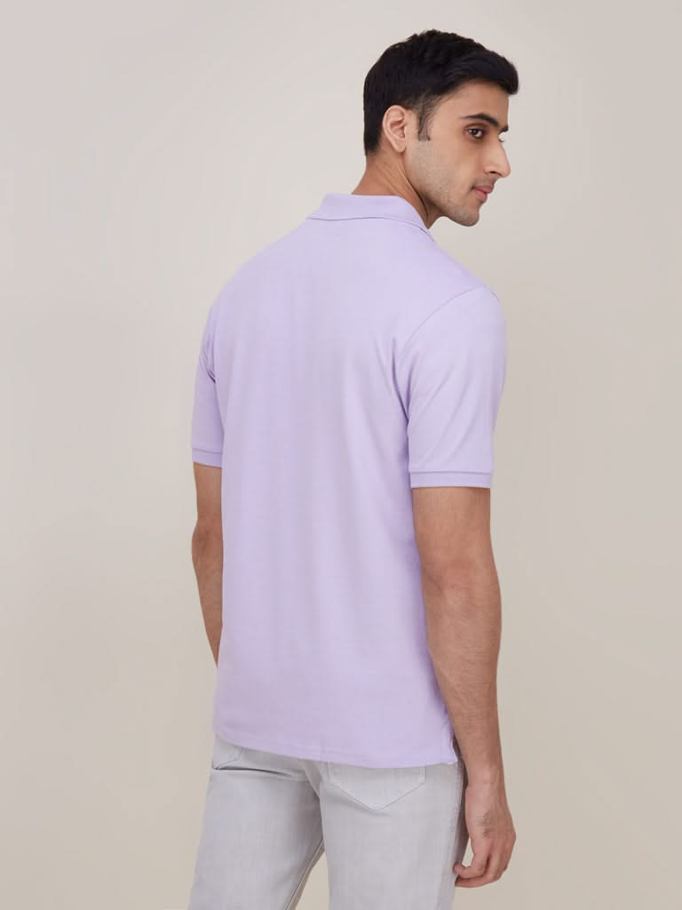 WES Casuals Lilac Cotton Blend Relaxed-Fit T-Shirt