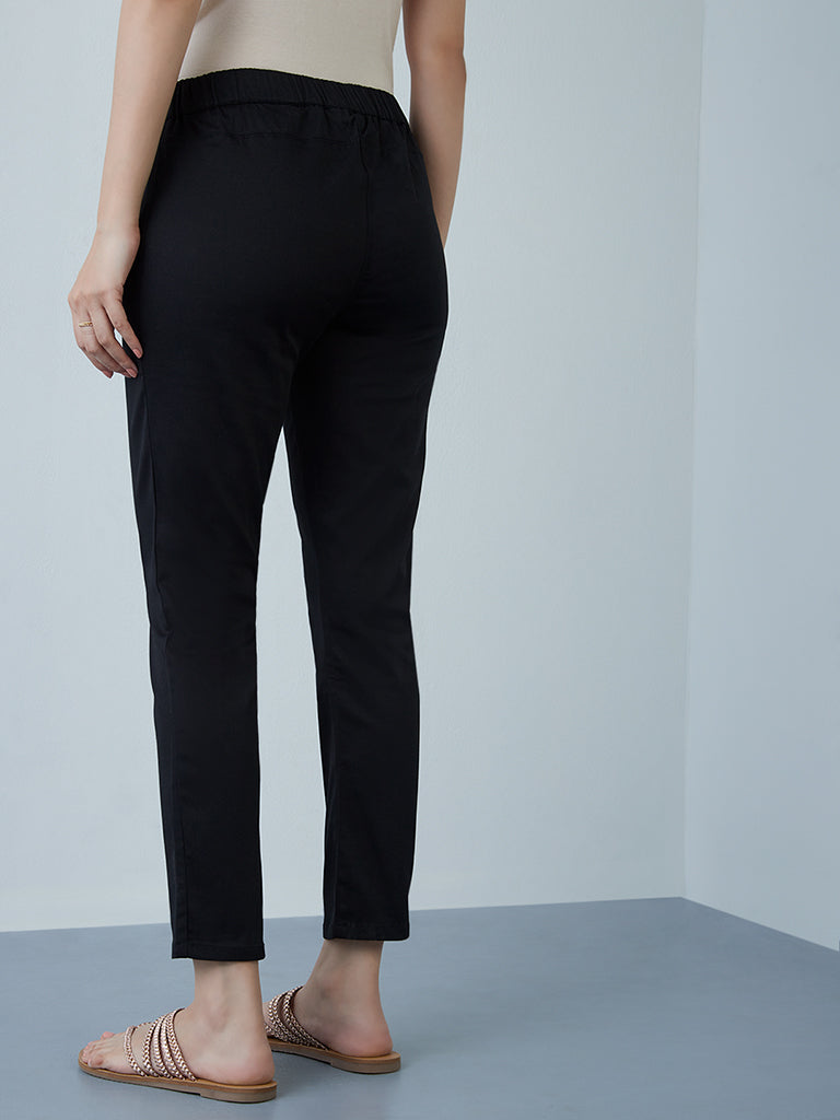 Utsa Black Cotton Blend Ethnic Pants