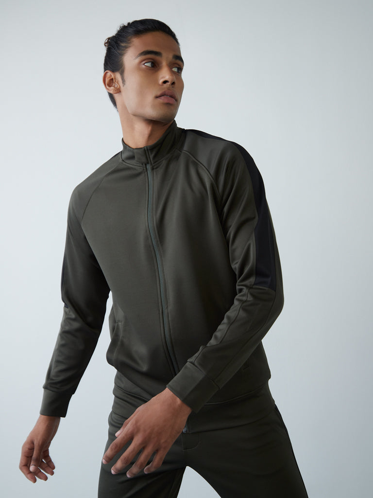 Studiofit Olive Slim-Fit Jacket | Olive Slim-Fit Jacket for Men Front View - Westside