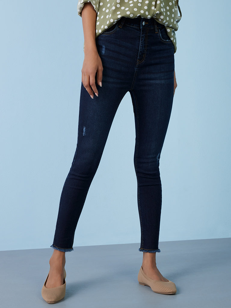 LOV Dark Blue Straight - Fit High - Rise Jeans