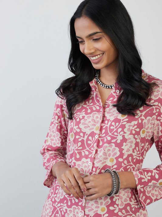 Utsa Persian Rose Floral-Printed A-Line Kurta