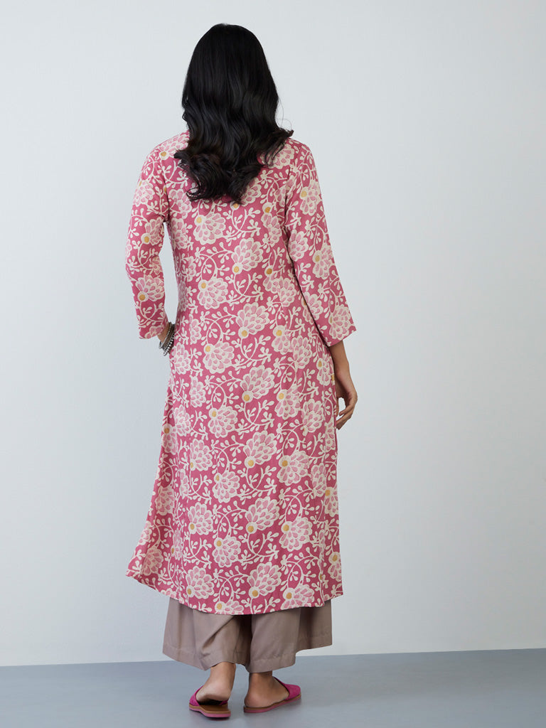 Utsa Persian Rose Floral-Printed A-Line Kurta