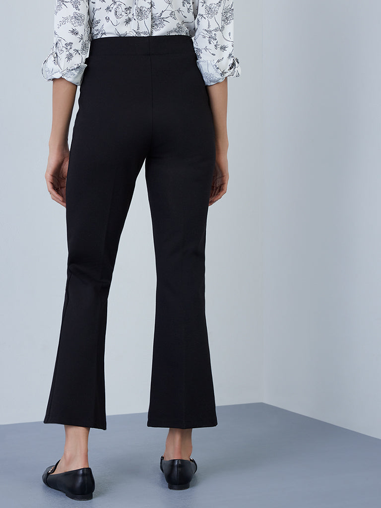 Wardrobe Black Bootcut Trousers Back View