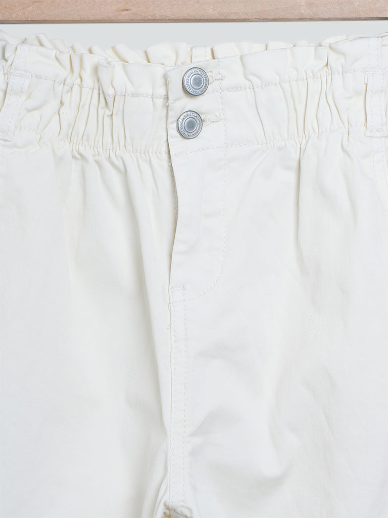 Y&F Kids Solid Ecru Trousers