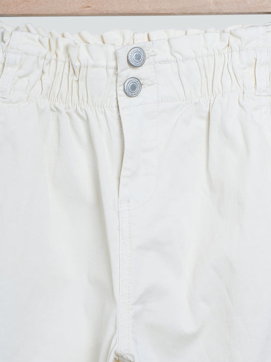 Y&F Kids Solid Ecru Trousers