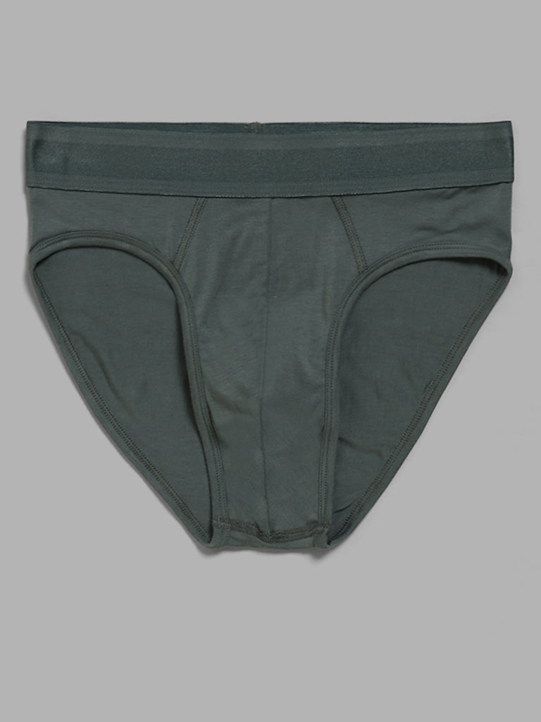 WES Lounge Grey & Green Briefs - Pack of 2