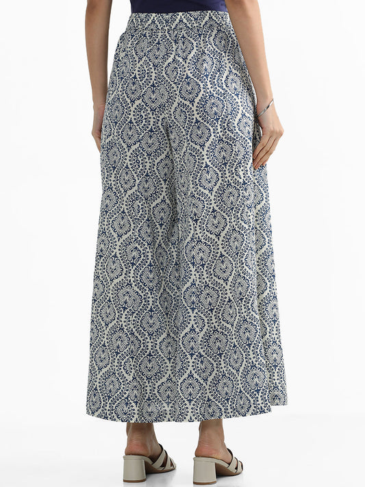 Utsa Indigo Ethnic Floral Printed Palazzos