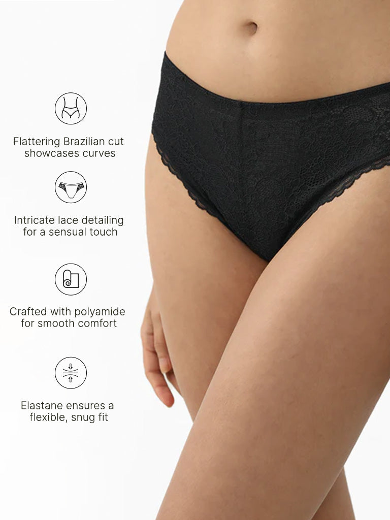 Wunderlove Black Mia Brazilian Brief