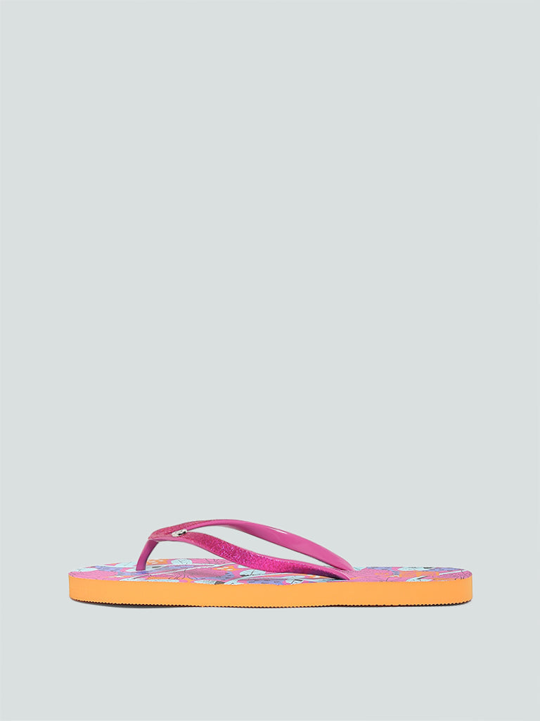 LUNA BLU Pink Printed Flip-Flop