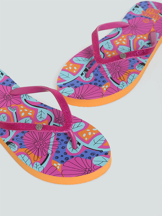 LUNA BLU Pink Printed Flip-Flop