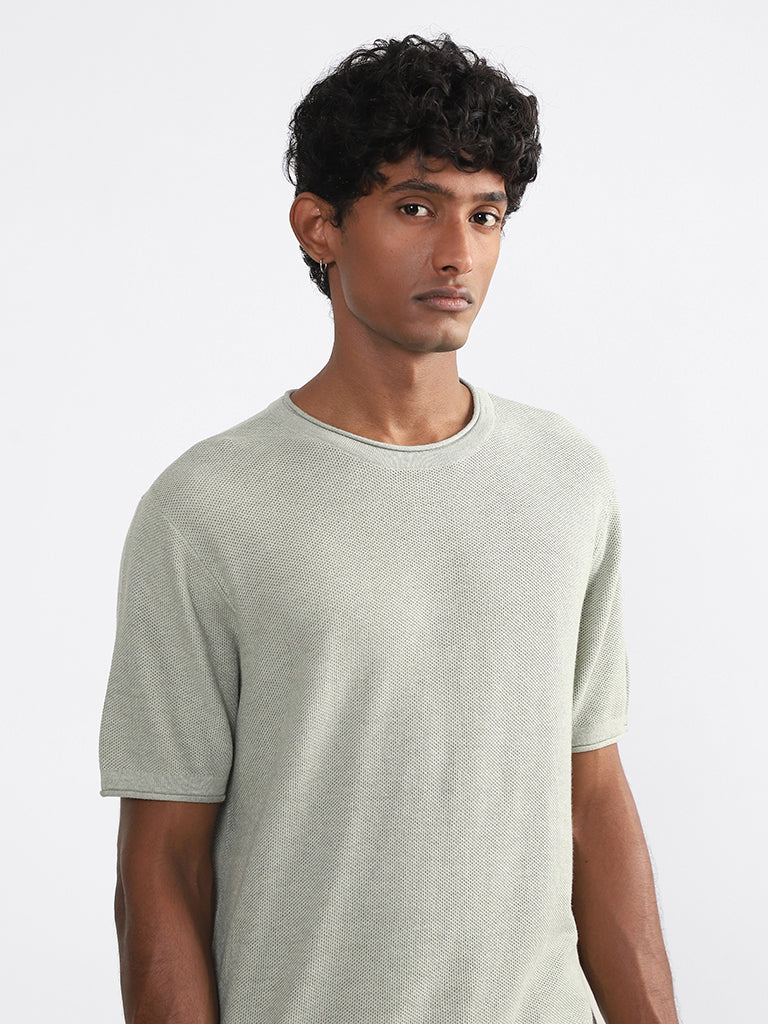 ETA Sage Self Pattern Cotton Slim-Fit T-Shirt