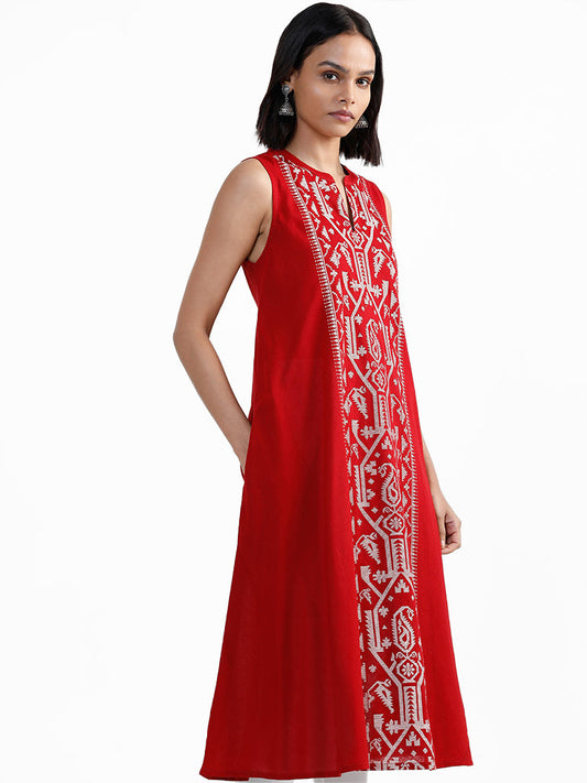 Utsa Motif Printed Maroon Kurta