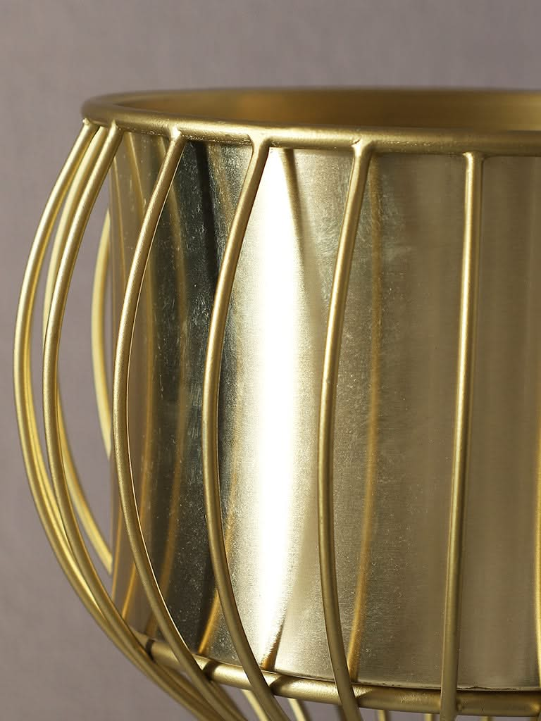 Westside Home Gold Cage Pot with Tripod Stand