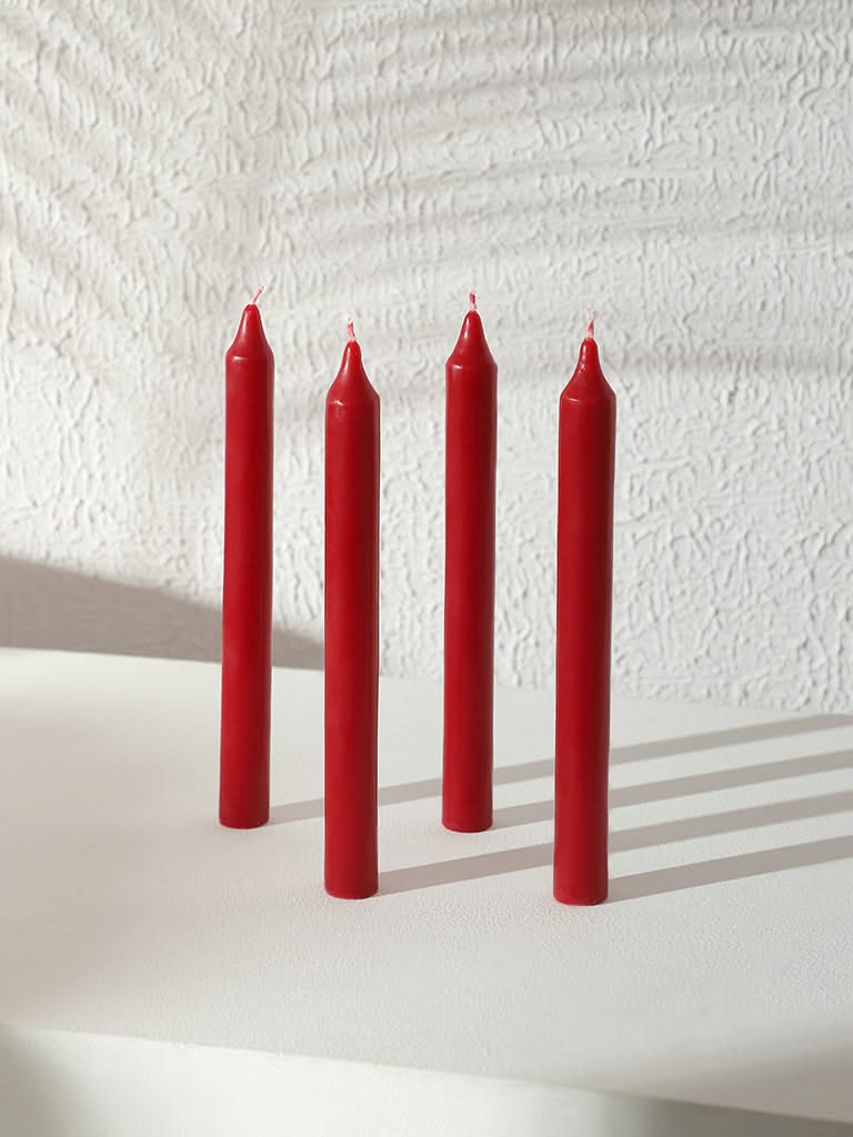 Westside Home Red Taper Candle (Set of 4)