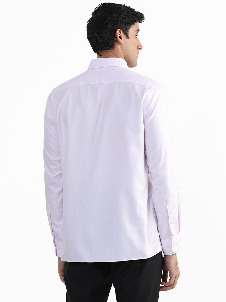 WES Formals Plain Pink Cotton Slim-Fit Shirt