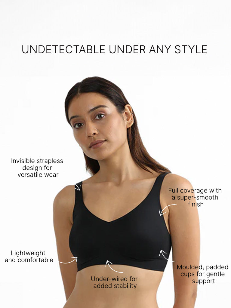 Wunderlove Black Full Coverage Cotton Invisible Bra