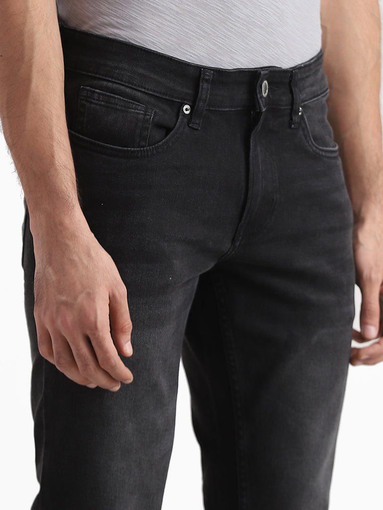 WES Casuals Charcoal Relaxed - Fit Mid - Rise Jeans