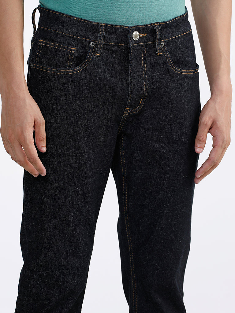 WES Casuals Blue Slim - Fit Mid - Rise Denim Jeans