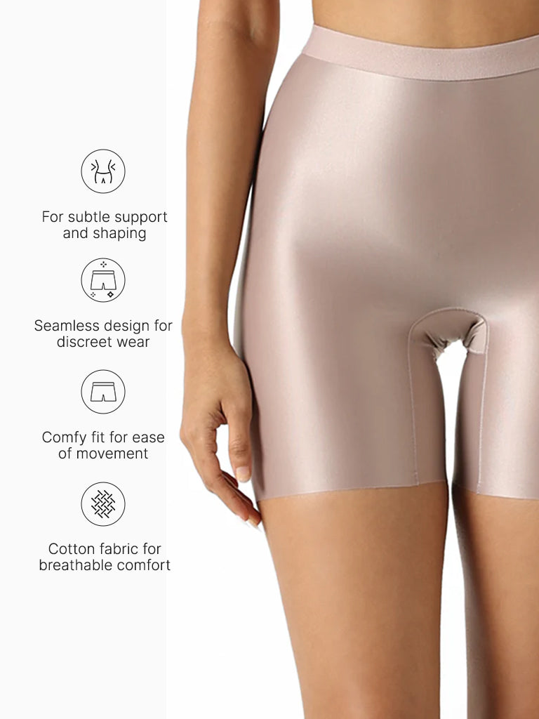 Wunderlove Light Taupe Cotton Seamless Shaper Brief