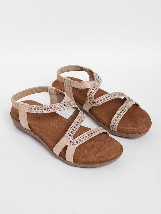 LUNA BLU Light Taupe Hot Fix Comfort Sandals