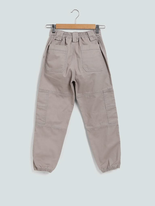 Y&F Kids Beige Solid Joggers