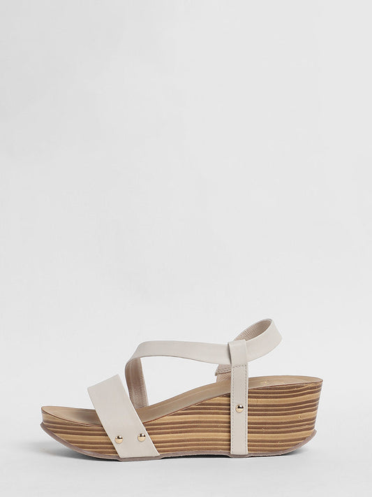 LUNA BLU Ivory-Coloured Cross Strap Sling-Back Sandals