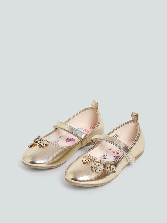 Yellow Gold Butterfly Accent Ballerina Shoes