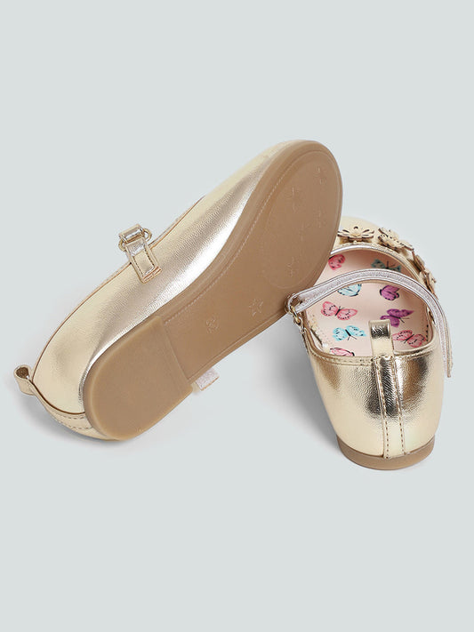 Yellow Gold Butterfly Accent Ballerina Shoes