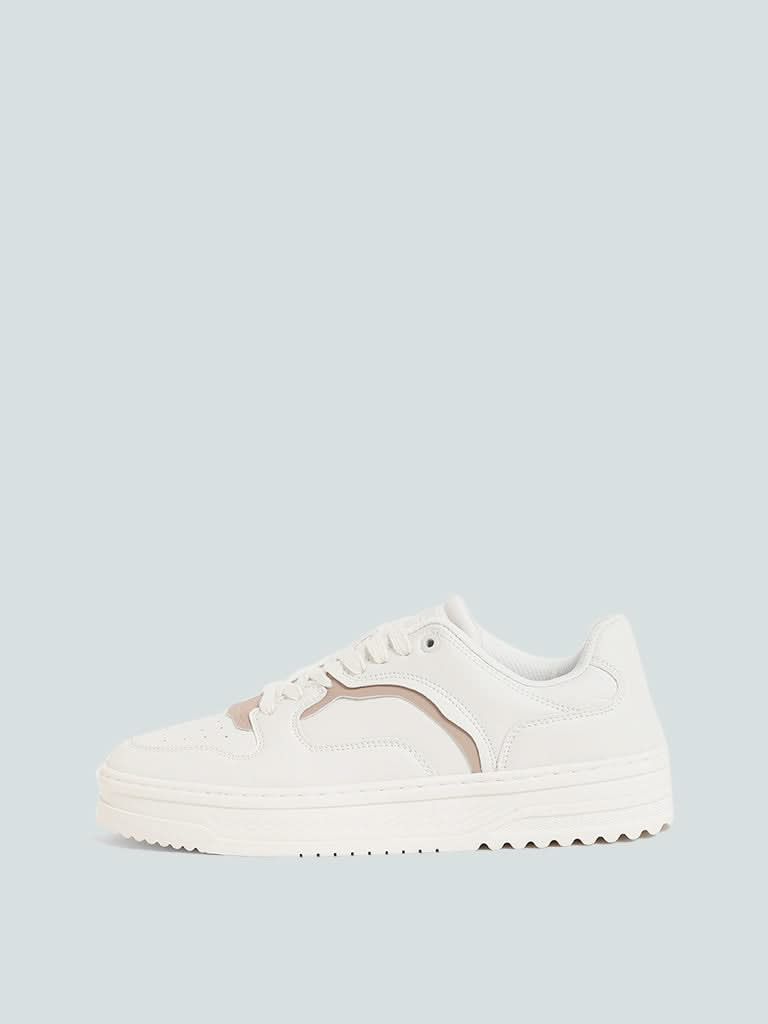 SOLEPLAY White & Beige Chunky Sneakers