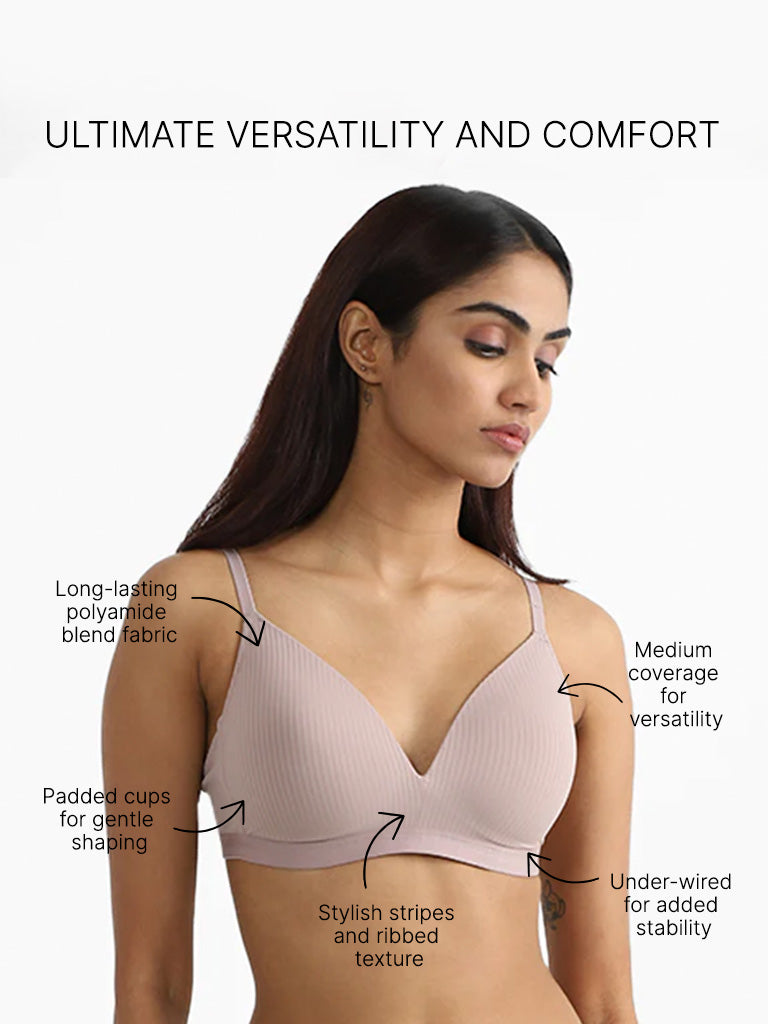 Wunderlove Light Taupe Beige Ribbed Bra