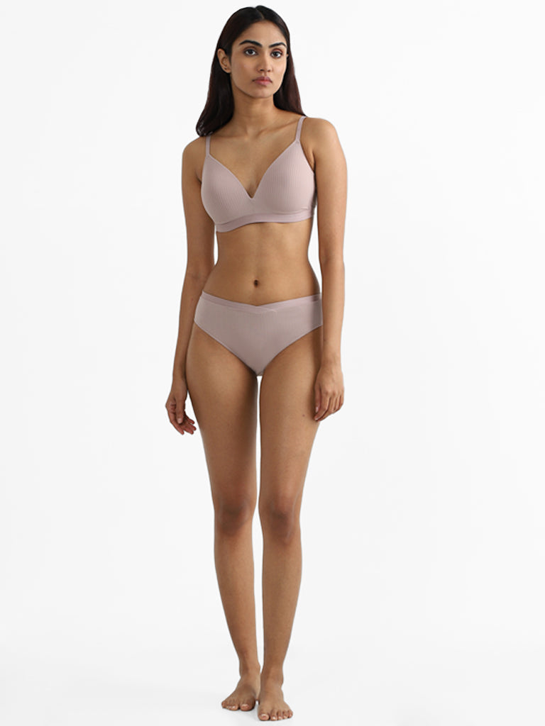 Wunderlove Light Taupe Beige Ribbed Bra