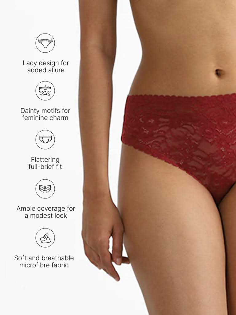 Wunderlove Burgundy Lace Brief