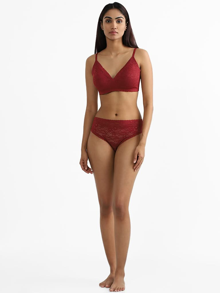 Wunderlove Burgundy Lace Brief