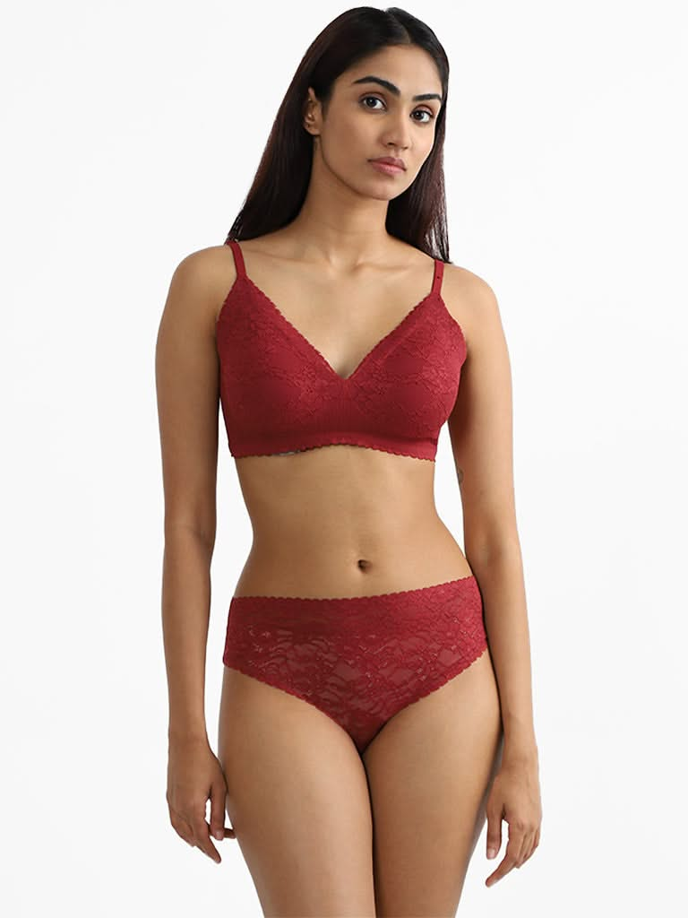 Wunderlove Burgundy Lace Brief