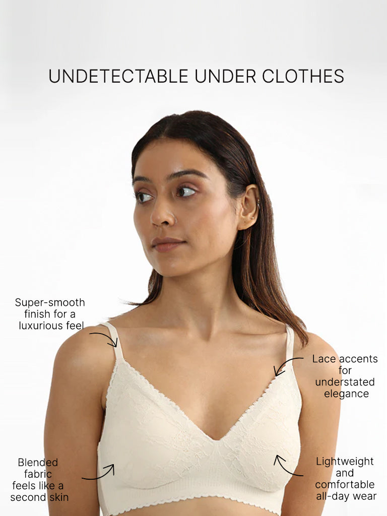 Wunderlove Cream Invisible Lace Bra