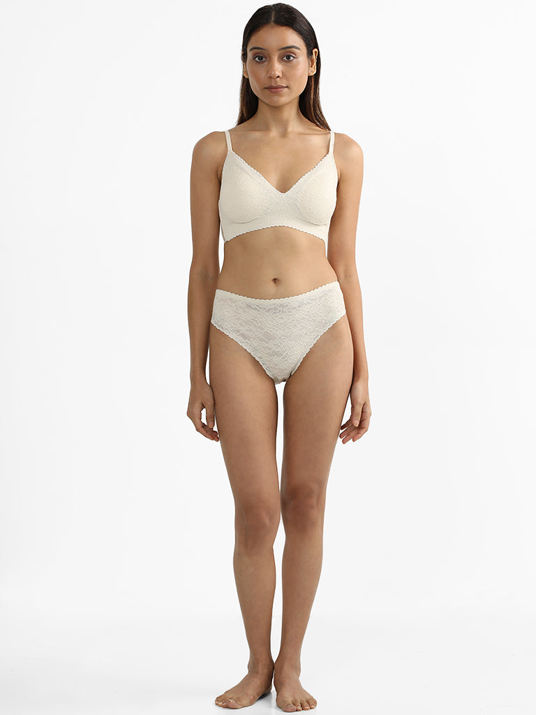 Wunderlove Cream Invisible Lace Bra