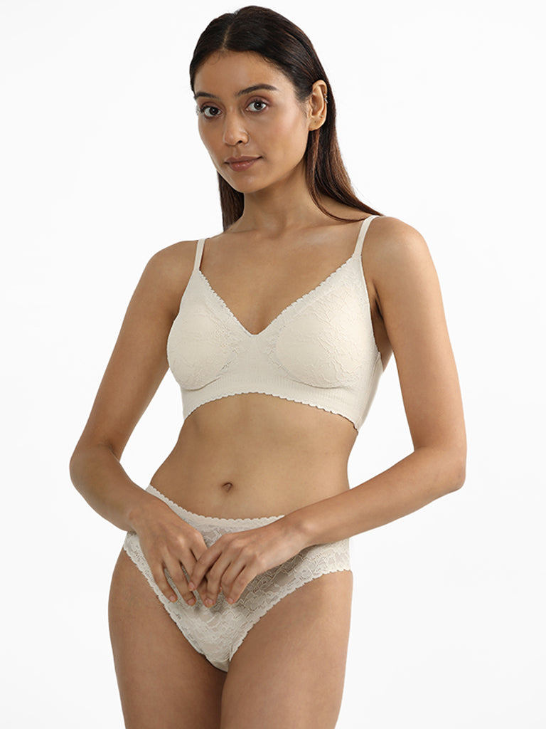 Wunderlove Cream Invisible Lace Bra